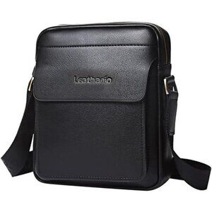 Leathario Crossbody Bag for Men Vegan Leather Messenger Shoulder Work Travel